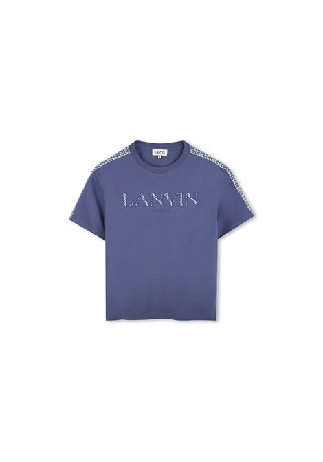 T-Shirt Blu Con Logo e Motivo Curb LANVIN ENFANT | N3021980W